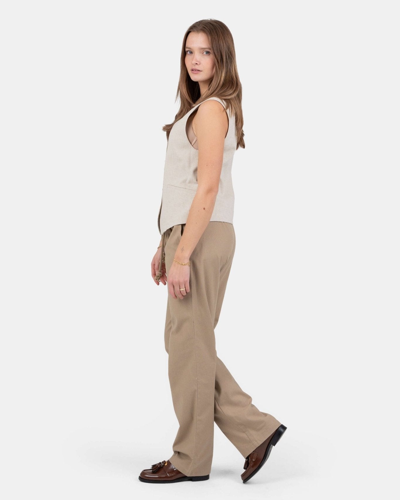 Heavyweight Hørbukser Lavtaljede Mokka | Skagen - clothing.dk